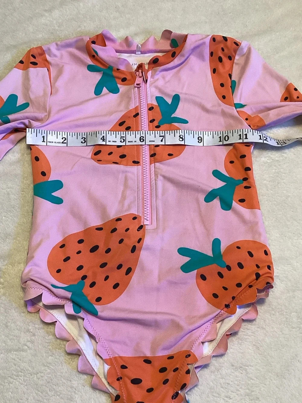 Stella McCartney Kids Pink Strawberry-Print Long Sleeve Swimsuit